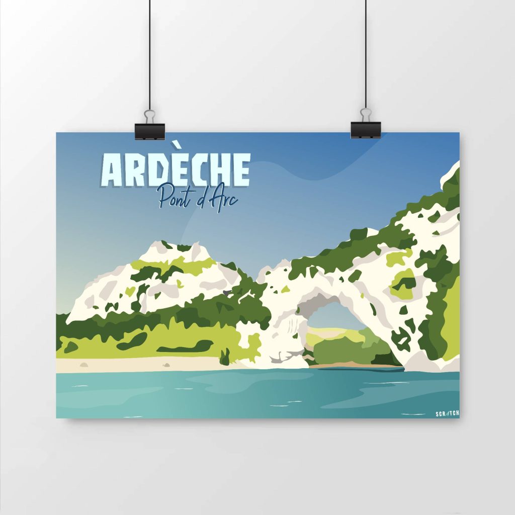Affiche - Paysage de l`Ardèche - Le Pont d`Arc