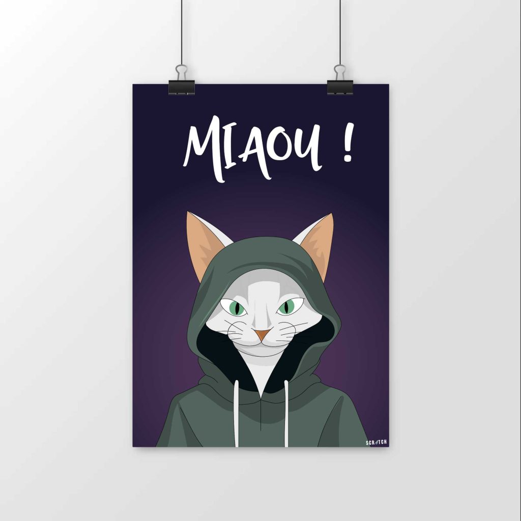 Affiche - Hoodie - Chat Miaou !