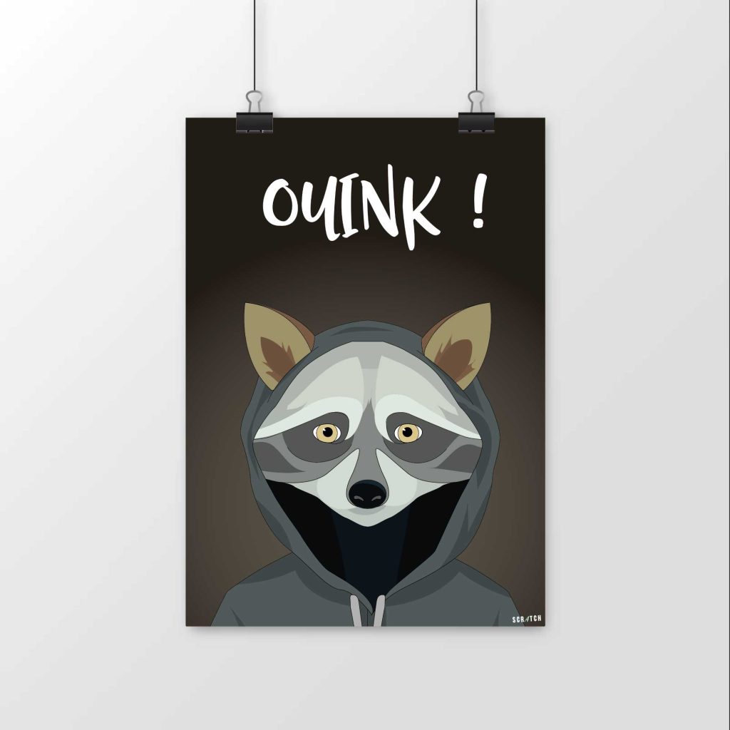 Affiche - Hoodie - Raton laveur Ouink
